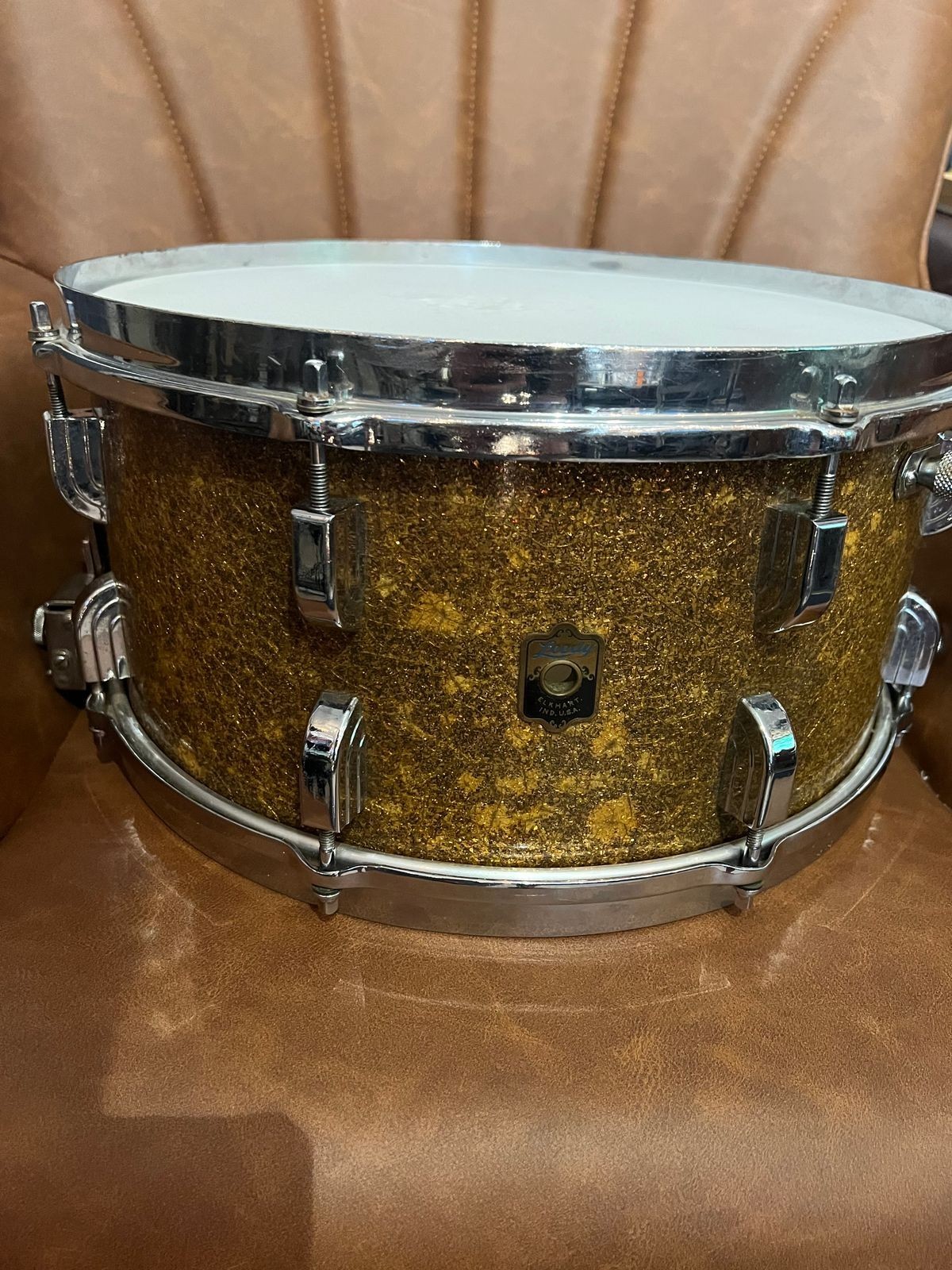 RARE Leedy Broadway Parallel 1940s - Gold Sparkle 14x7 Snare