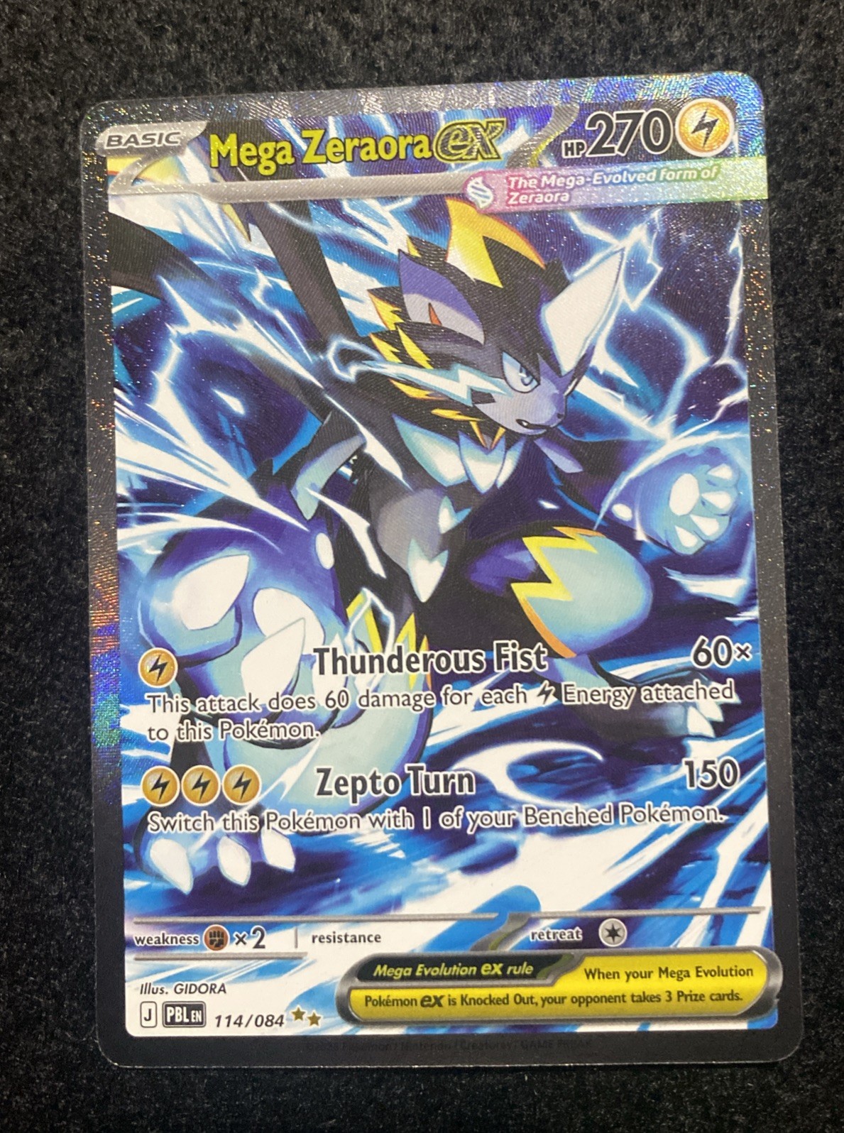 Pokemon Mega Zeraora ex 114/084 Pitch Black Special Illustration Rare SIR NM