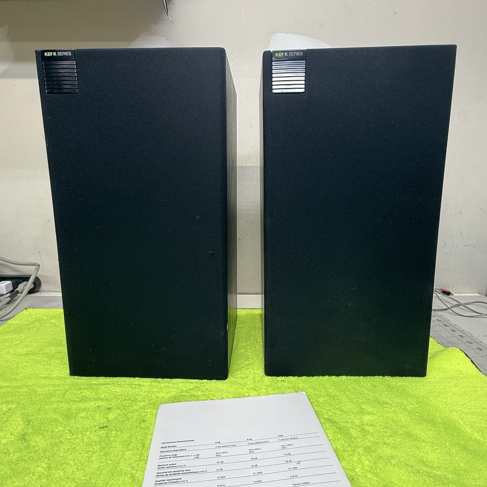 2X KEF Speakers K 140 K140 SP 3133 8 OHM 100 Watts Great Working Cond. W/ Manual