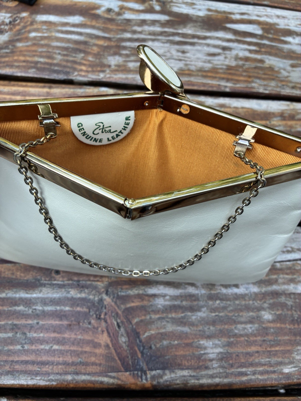 Vintage Etra 1960’s Purse Beige Leather Clutch Excellent Condition