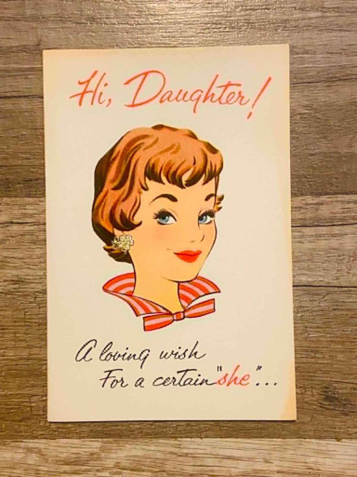 Vintage Norcross Daughter Birthday Greeting Card Glamour Girl Family Tree