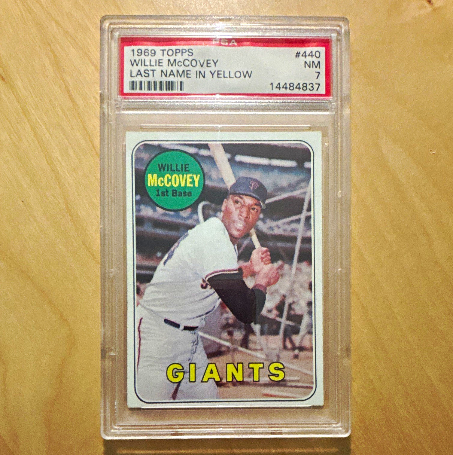 Topps 1969 Willie McCovey #440 Last Name in Yellow PSA 7 SF Giants Card