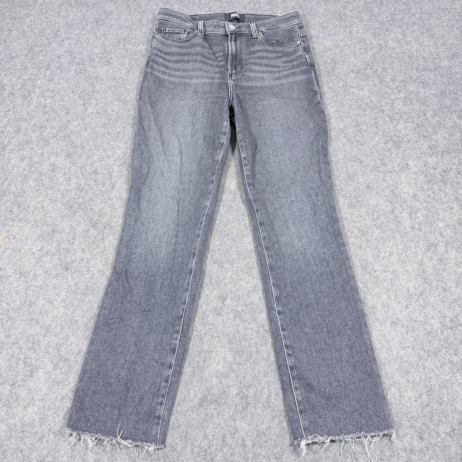 Paige Cindy Undone Hem Ankle Straight Jeans Women\'s Size 28 (Fits 29x28.5) Gray