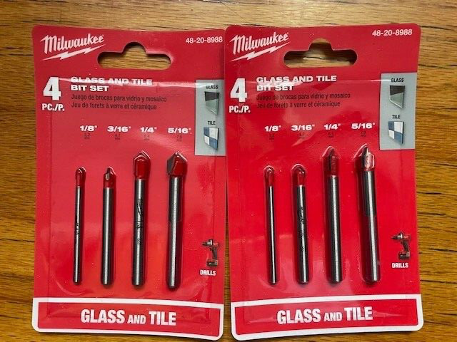 NEW Milwaukee 48-20-8988 Tile & Glass 8 pc Drill Bit Set 1/8 3/16 1/4 5/16