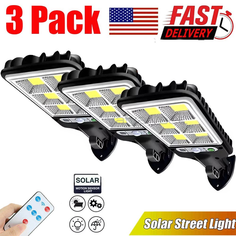 3PCS Outdoor Solar Wall Light LED Motion Sensor Bright Flood Street Lamp 3 Modes