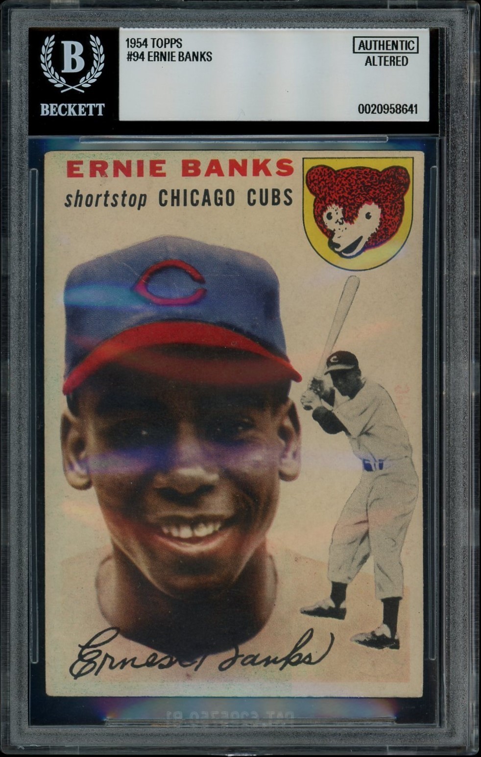 ERNIE BANKS 1954 Topps #94 Rookie RC BGS Authentic Altered Centered, Eye Appeal ERNIE BANKS 1954 Topps #94 Rookie RC BGS Authentic Altered Centered, Eye Appeal
