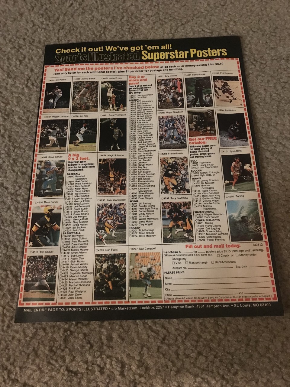 Vintage 1980 SPORTS ILLUSTRATED POSTER Print Ad JIM RICE REGGIE JACKSON SEAVER