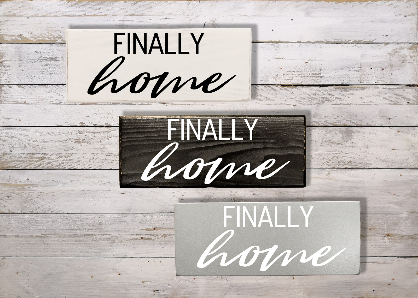 Finally Home Handmade Minimalist Black, Gray, White Wood Sign Home Art Decor 