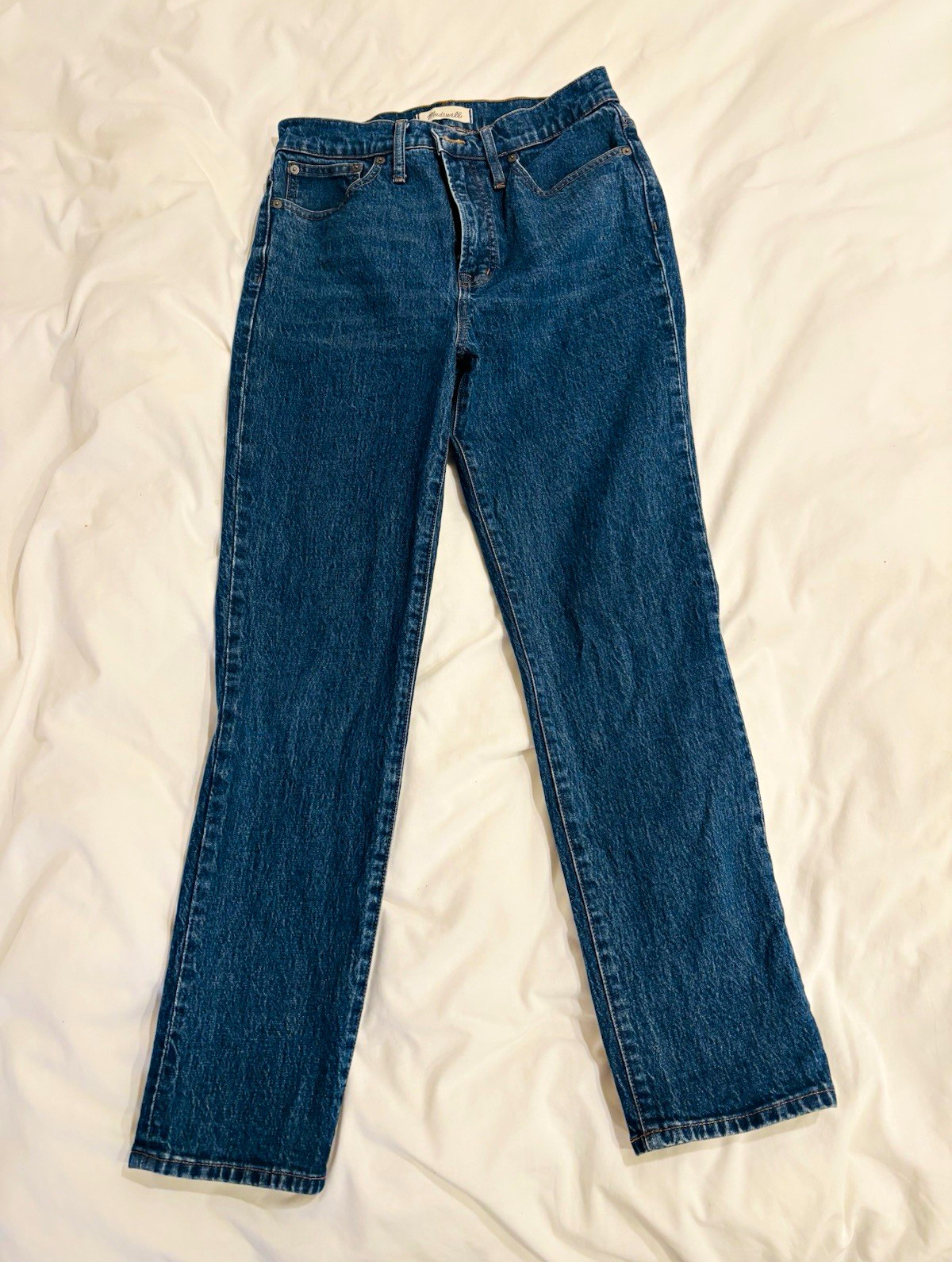 Madewell Women’s Straight Jeans Blue Medium Wash Denim Cotton Mid Rise 5-Pocket
