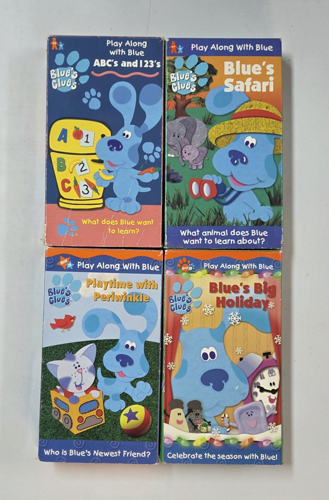 Blue’s Clues VHS Lot of 4: ABCs & 123s-Safari-Playtime w/Periwinkle-Big Holiday