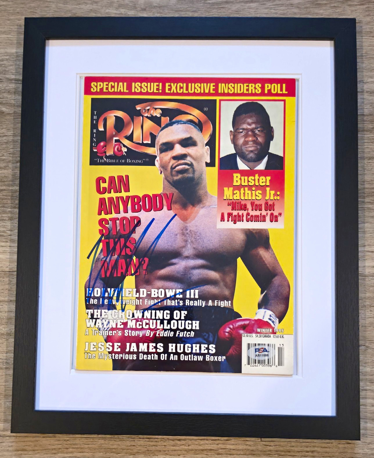 Mike Tyson Signed Autographed Custom Framed Vintage 1995 Ring Magazine PSA COA Mike Tyson Signed Autographed Custom Framed Vintage 1995 Ring Magazine PSA COA