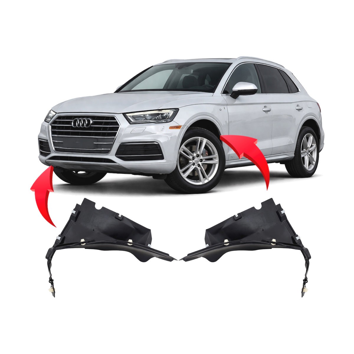 2018-2020 Audi Q5 Set of 2 Fender Liners AU1250109 AU1251109 80A853887F