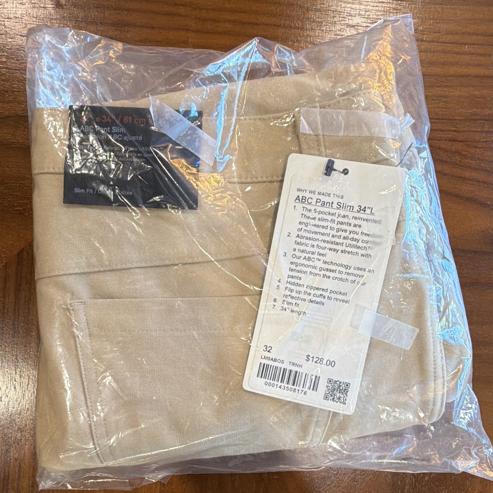 lululemon ABC Slim Utilitech Pants Beige 32W Stretch Abrasion Resistant