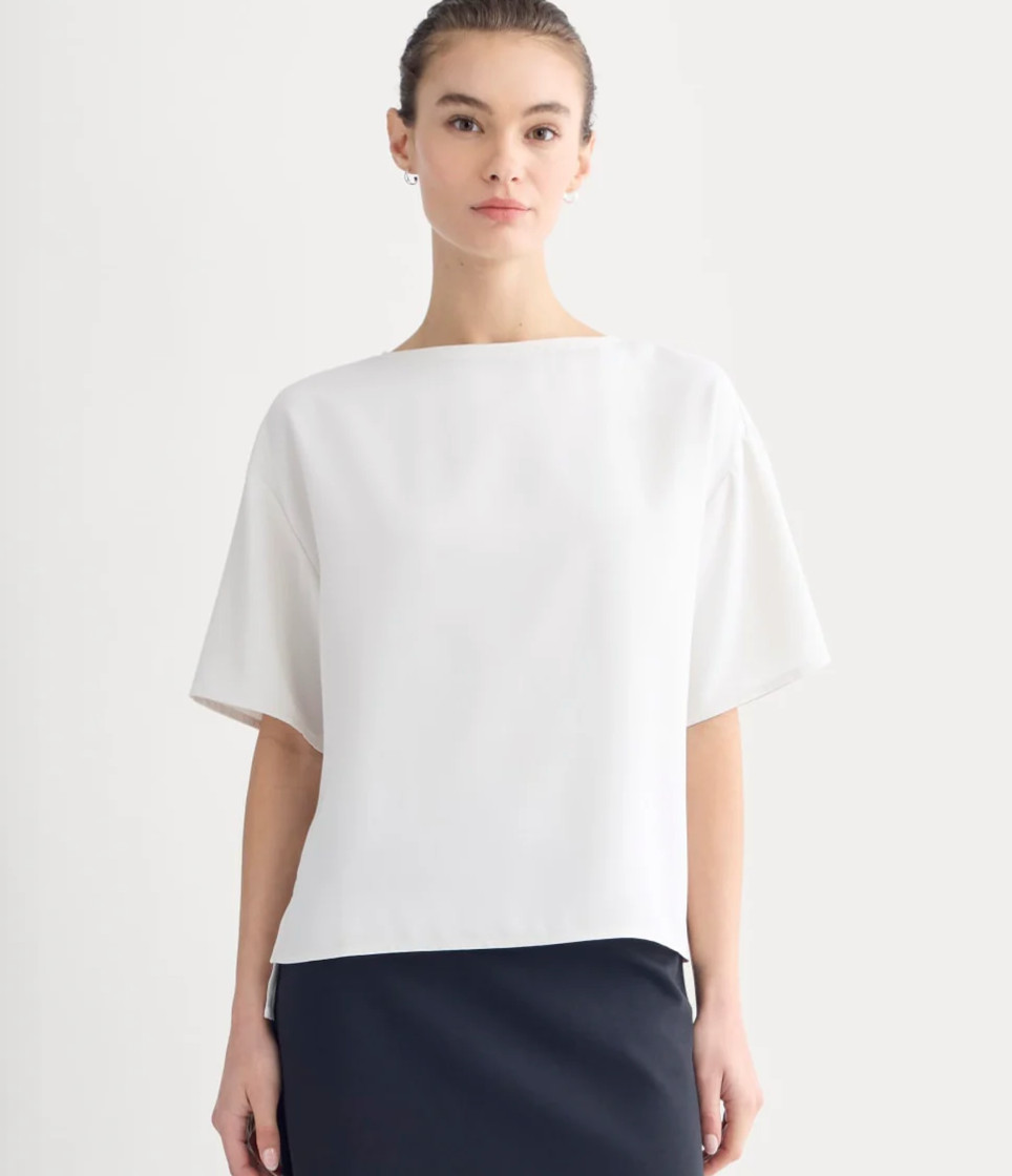 Everlane Drapey Crepe Top in Birch  Size Small