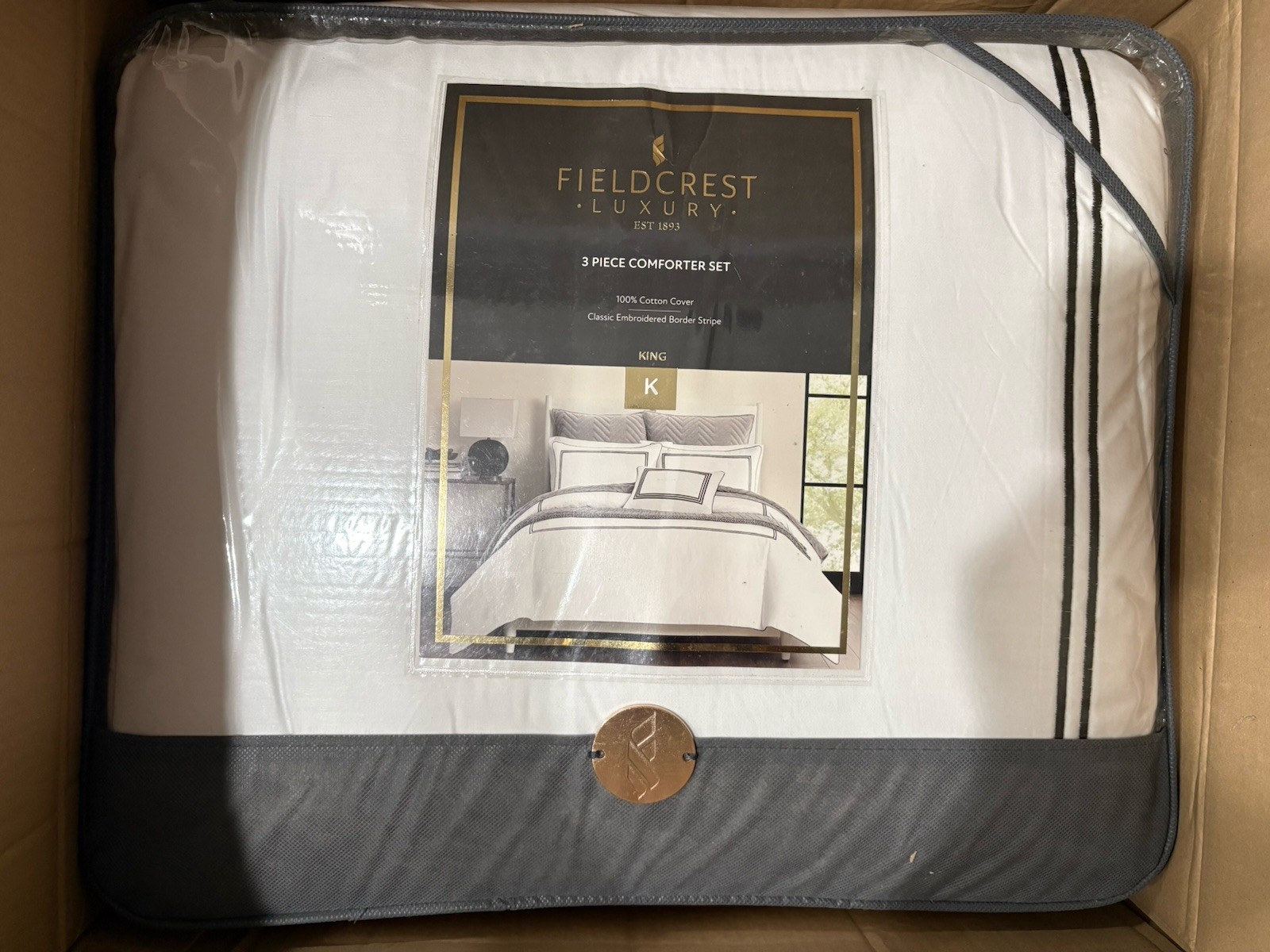 3 Piece Fieldcrest Luxury 100% Cotton Comforter Set King Brand New 3 Piece Fieldcrest Luxury 100% Cotton Comforter Set King Brand New