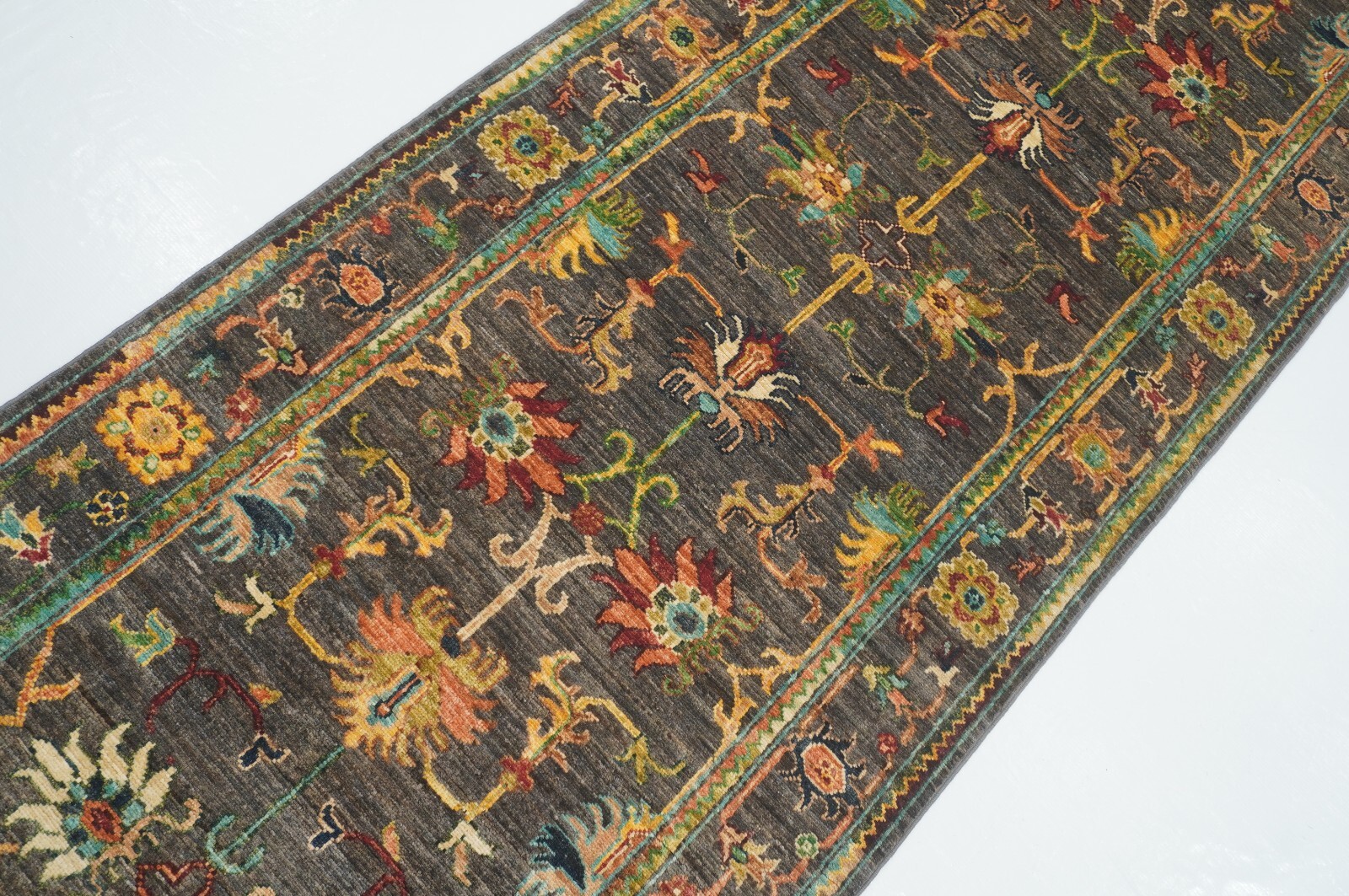 3 x 10 ft Gray Waziri Oriental Afghan Hand knotted Transitional Runner Rug