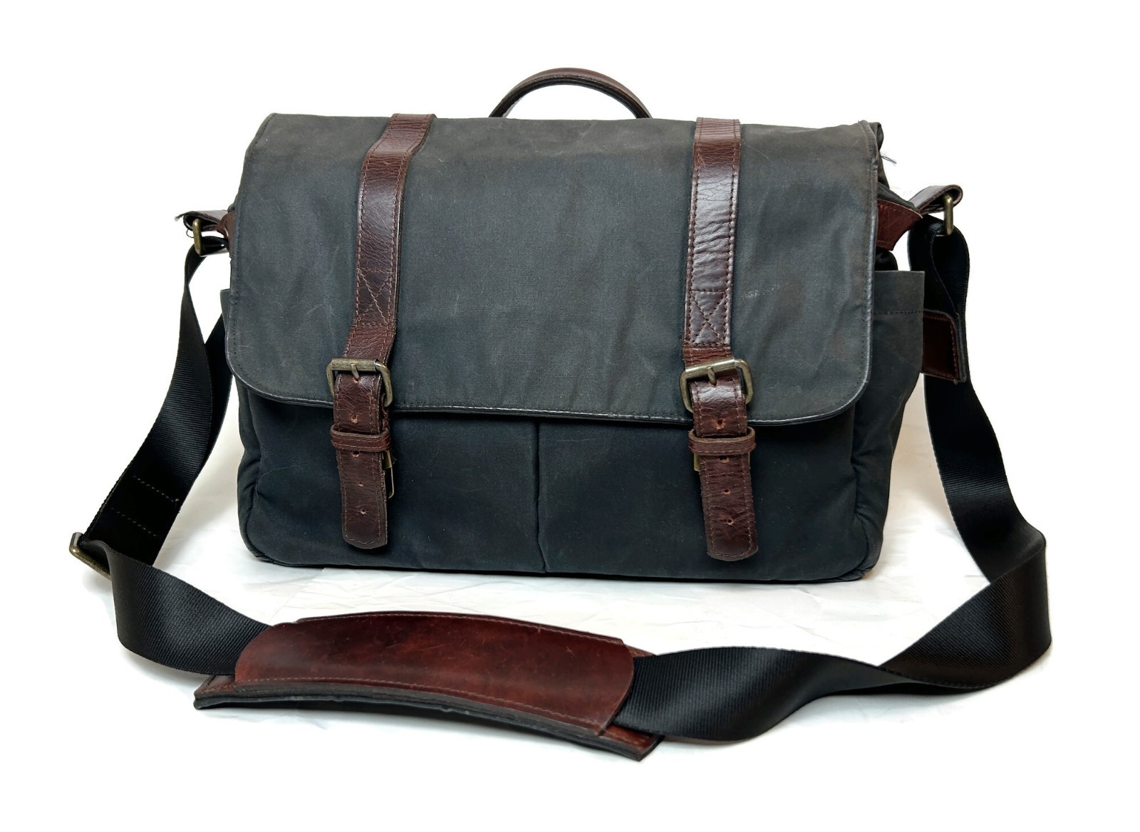 ONA Brixton Camera Bag Waxed Canvas Leather Messenger Shoulder Bag Black