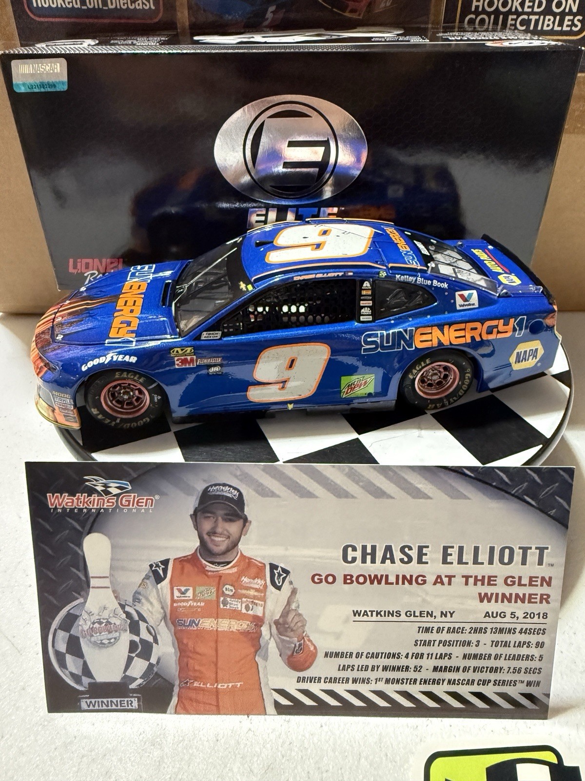 CHASE ELLIOTT ELITE #9 SUNENERGY1 BLUE WATKINS GLEN FIRST WIN 2018 1/24 DIECAST