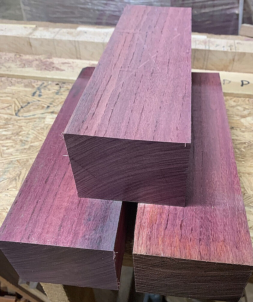 THREE EXOTIC KILN DRIED PURPLEHEART S4S LUMBER BLANK WOOD TURNING ~12\