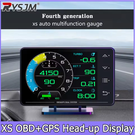 XS OBD2 GPS HUD LCD Head Up Display Turbo Boost Oil Pressure Temperature