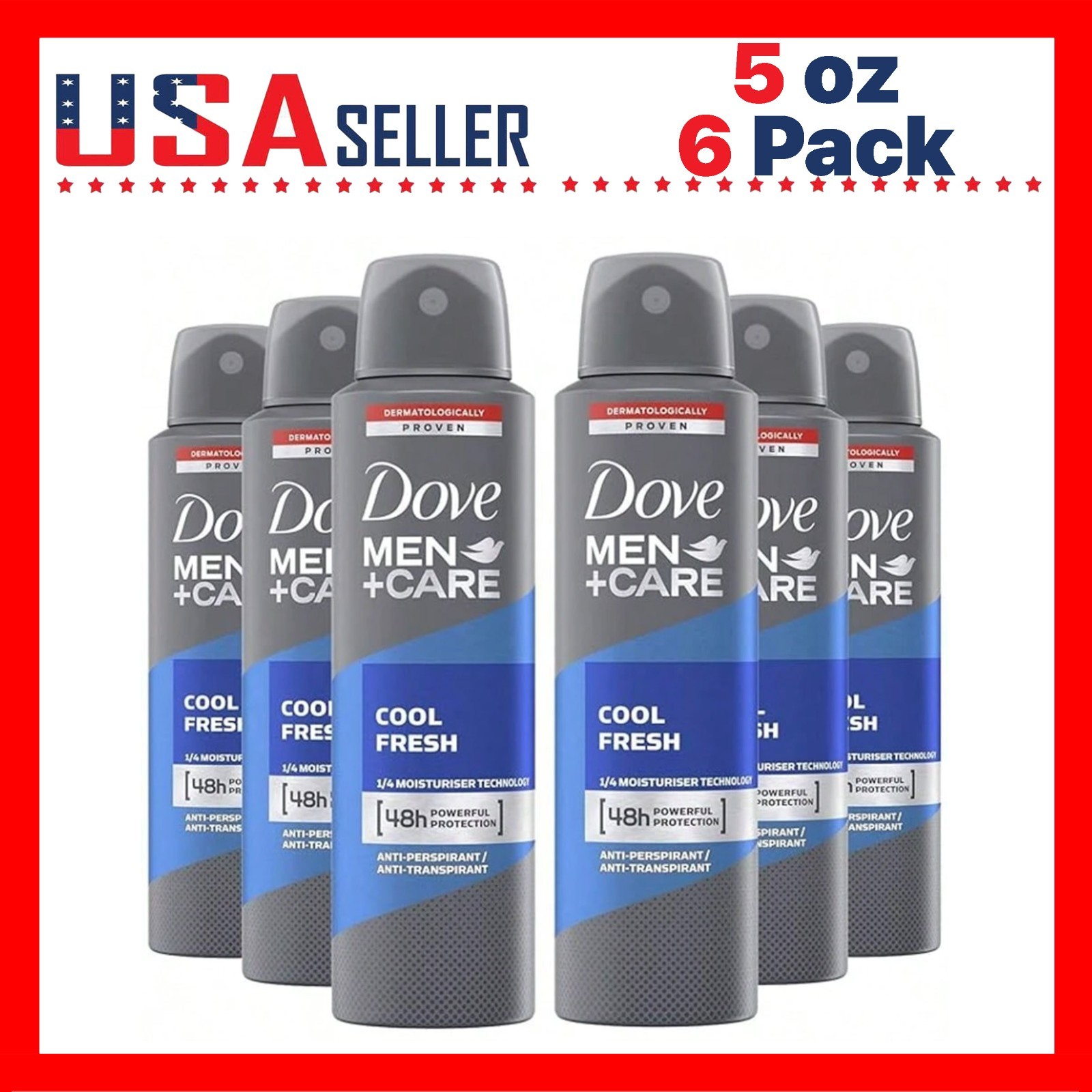 Dove Men+Care Cool Fresh x [6 Pack] x 150 ml Antiperspirant Deodorant Spray