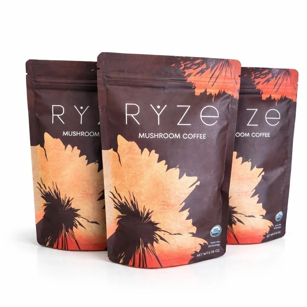 (Pack of 3) Organic RYZE Mushroom Coffee 30 Servings Per (Pack of 3) Organic RYZE Mushroom Coffee 30 Servings Per