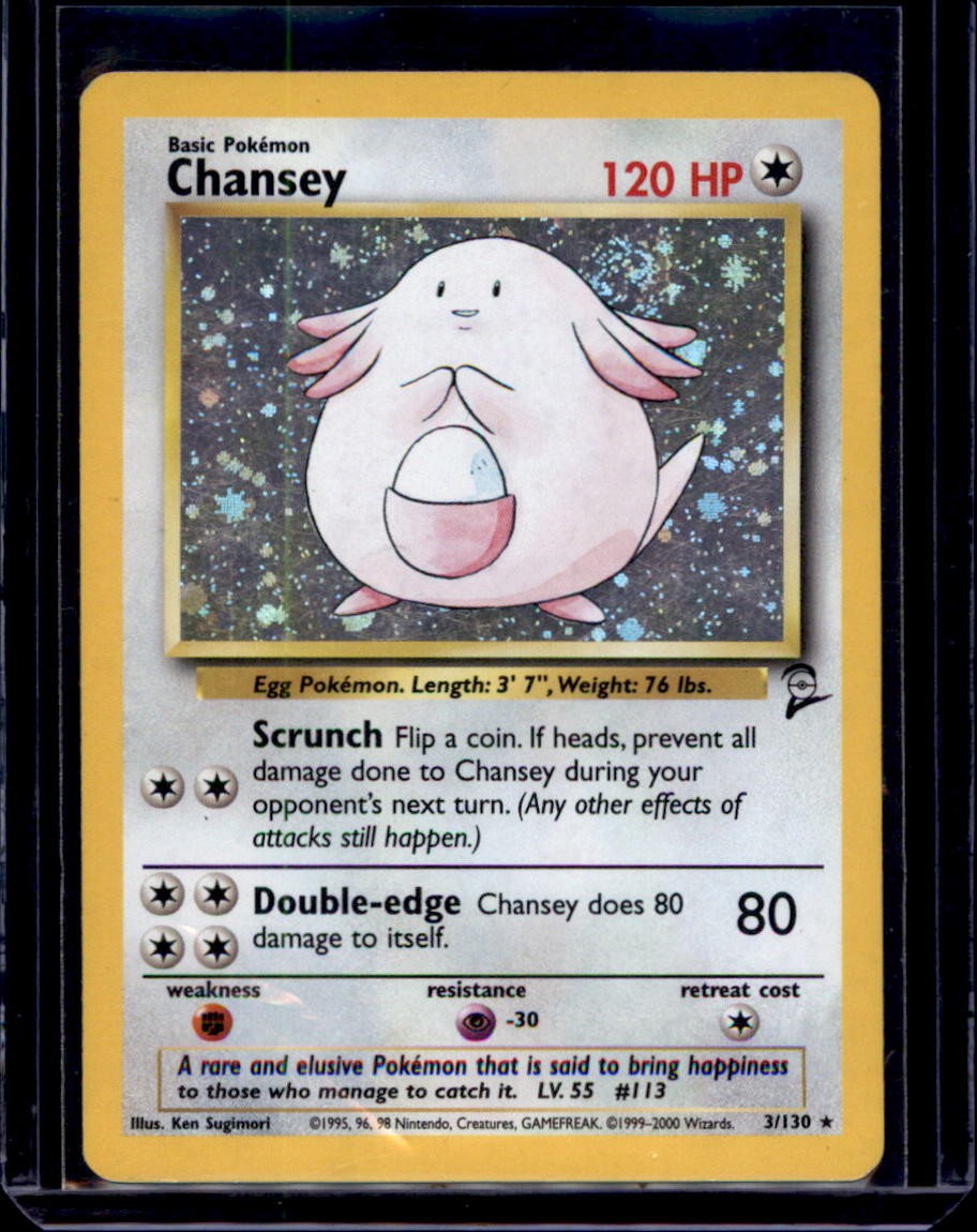 Chansey 3/130 Holo Rare Base Set 2 Pokemon Lightly Played