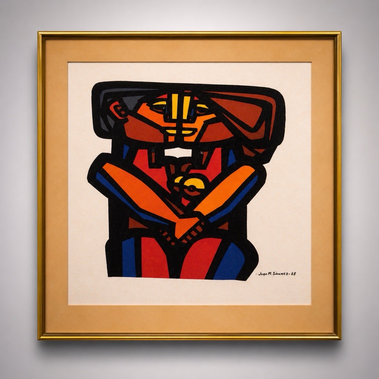 Juan Manuel Sanchez “The Lovers” 1968 Signed Lithograph 101/250 MCM Art