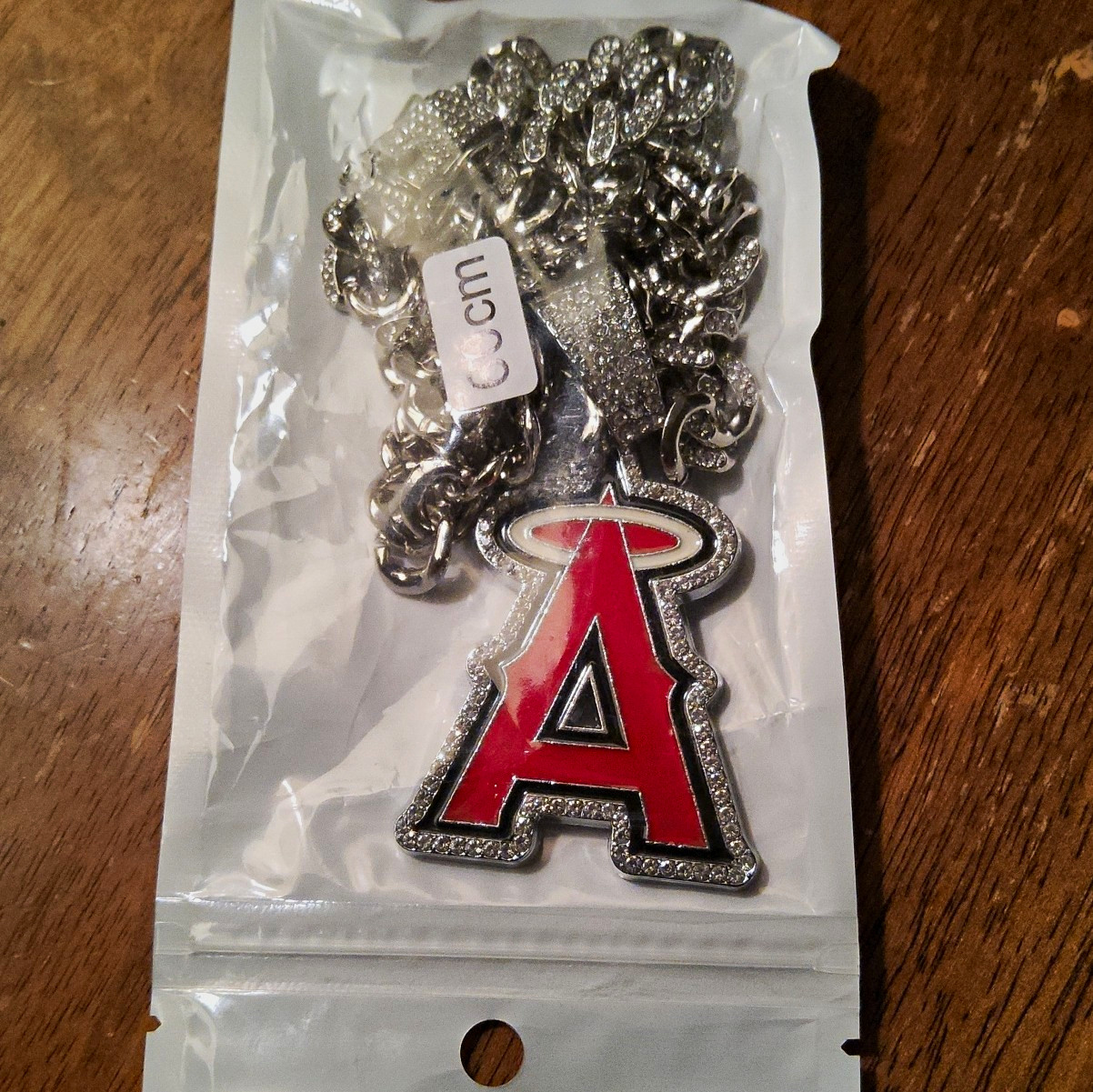 Los Angeles Angels MLB Baseball Logo Necklace Pendant Silver & Red