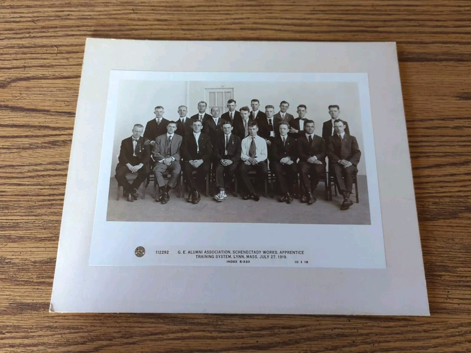 Vintage 1919 GE Alumni Assoc. Training Lynn, Mass Group Men Photo Portrait