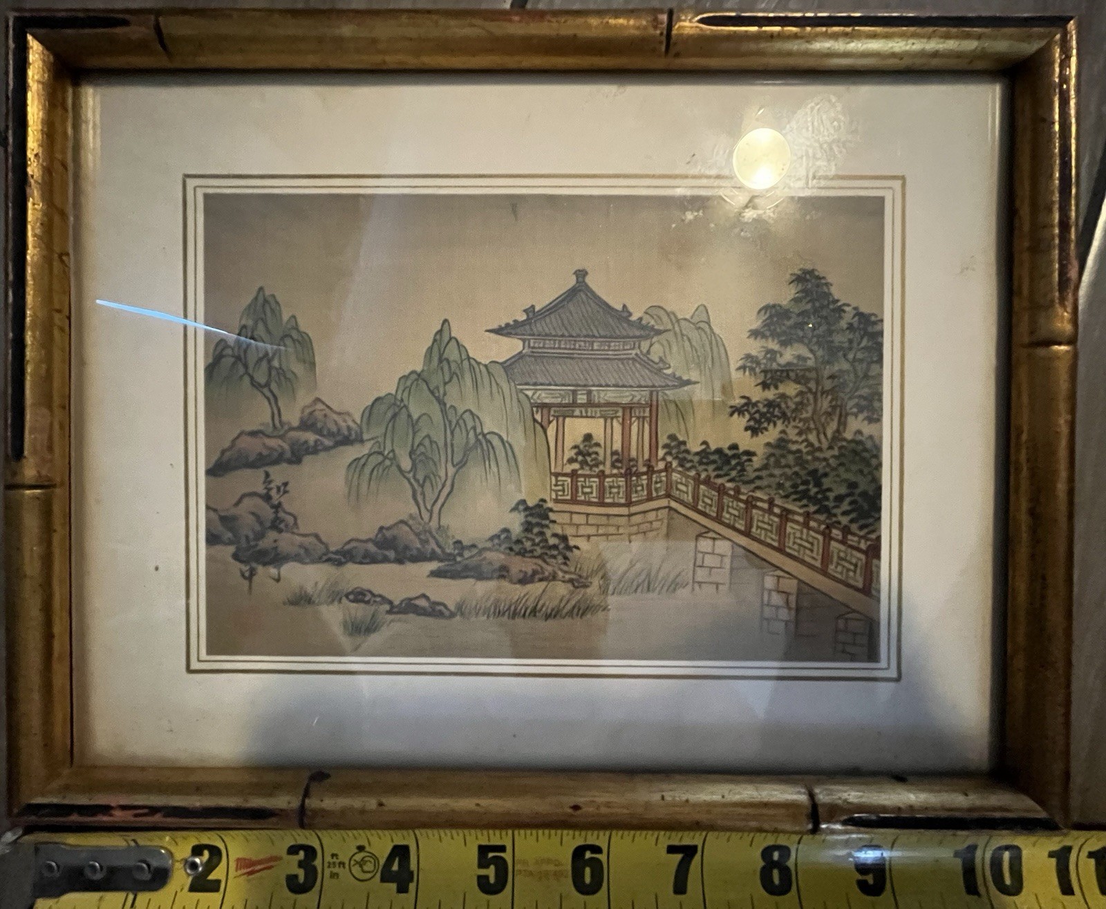 Vintage Chinese Silk Painting - Hand-Painted Ink & Mineral Wash - Framed