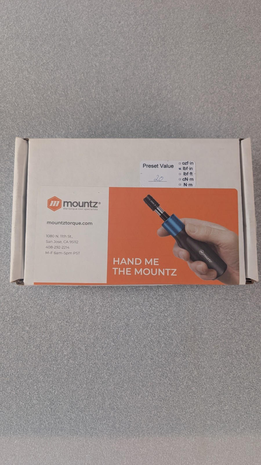 Mountz FG-40i Torque Screwdriver Preset to 20 in-lb - New - Open box