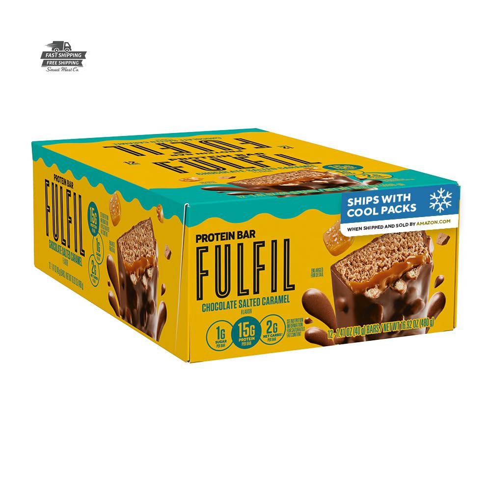 FULFIL Chocolate Salted Caramel Protein Snack Bars 15g Protein Gluten Free 12 Pa