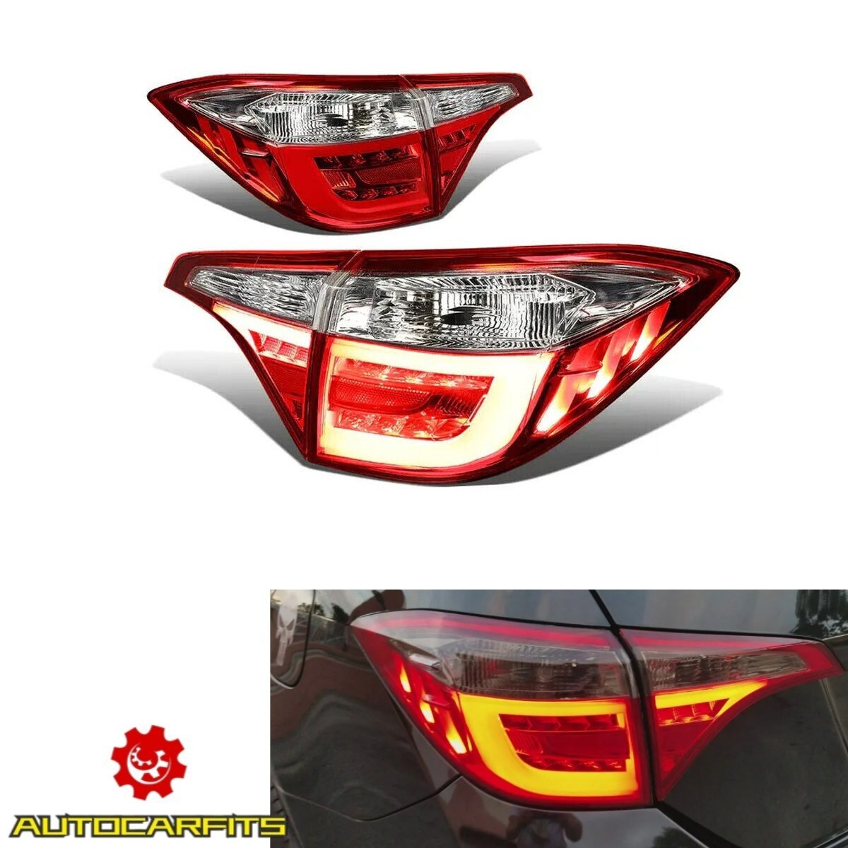 Tail Lights Full LED Red Left+Right Tail Lamps For Toyota Corolla 2014-2016