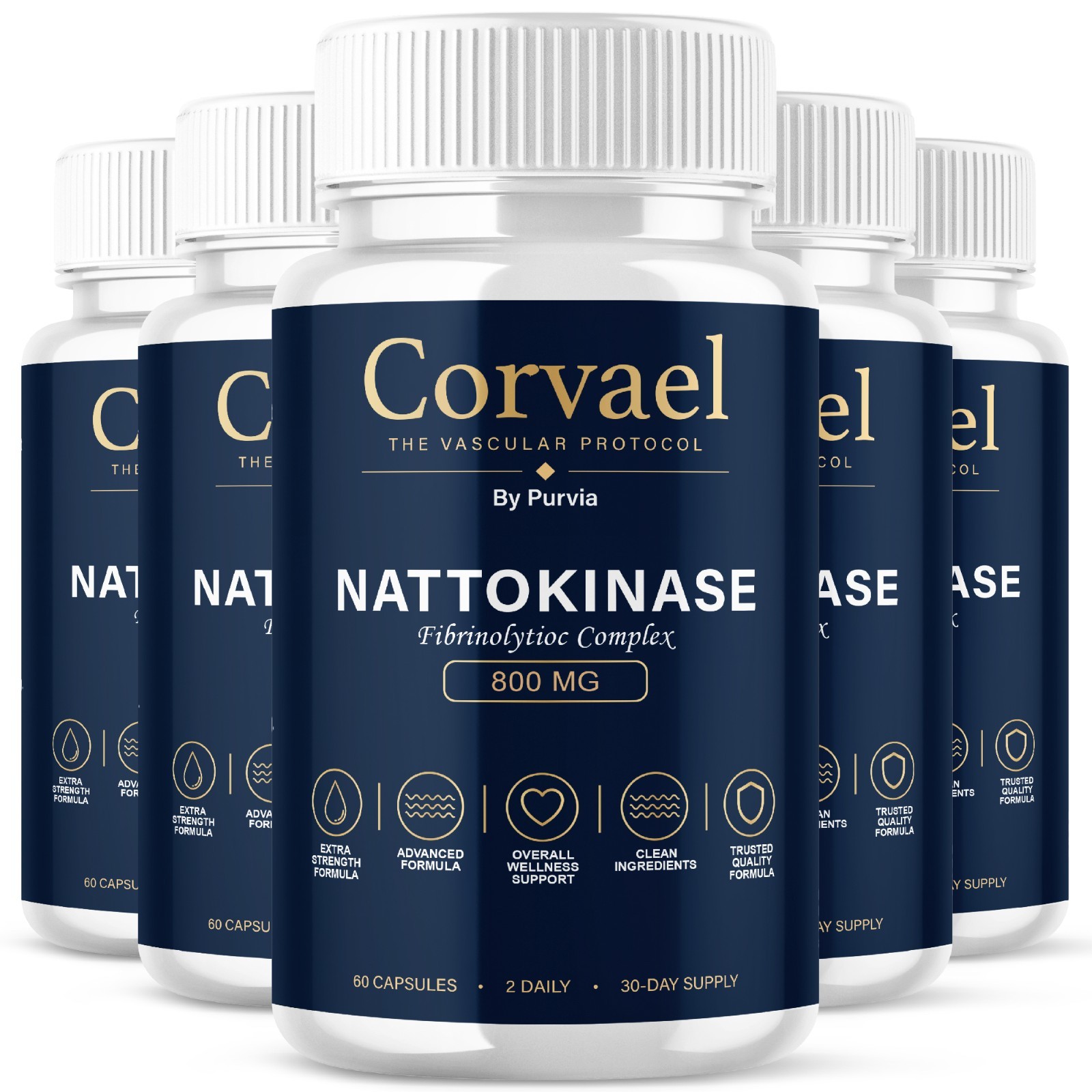 (5 Pack) Corvael Nattokinase Fibrinolytic Complex Supplement Circulation (300ct)