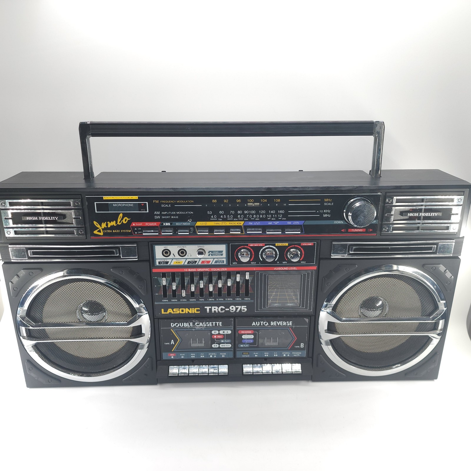 Lasonic TRC-975 Boombox Stereo Radio Cassette Player Recorder, Excellent