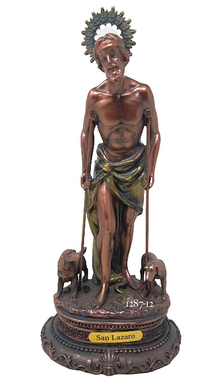 San Lazaro St Lazarus 13 Inch  Bronce Color  Resin Figurine
