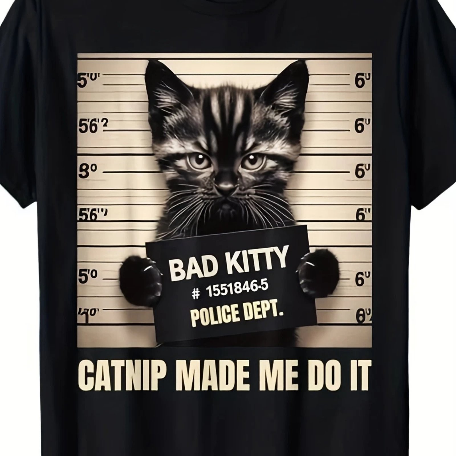 Funny Cat Mugshot Made Me Do It Graphic Tee Unisex Cotton T-Shirt