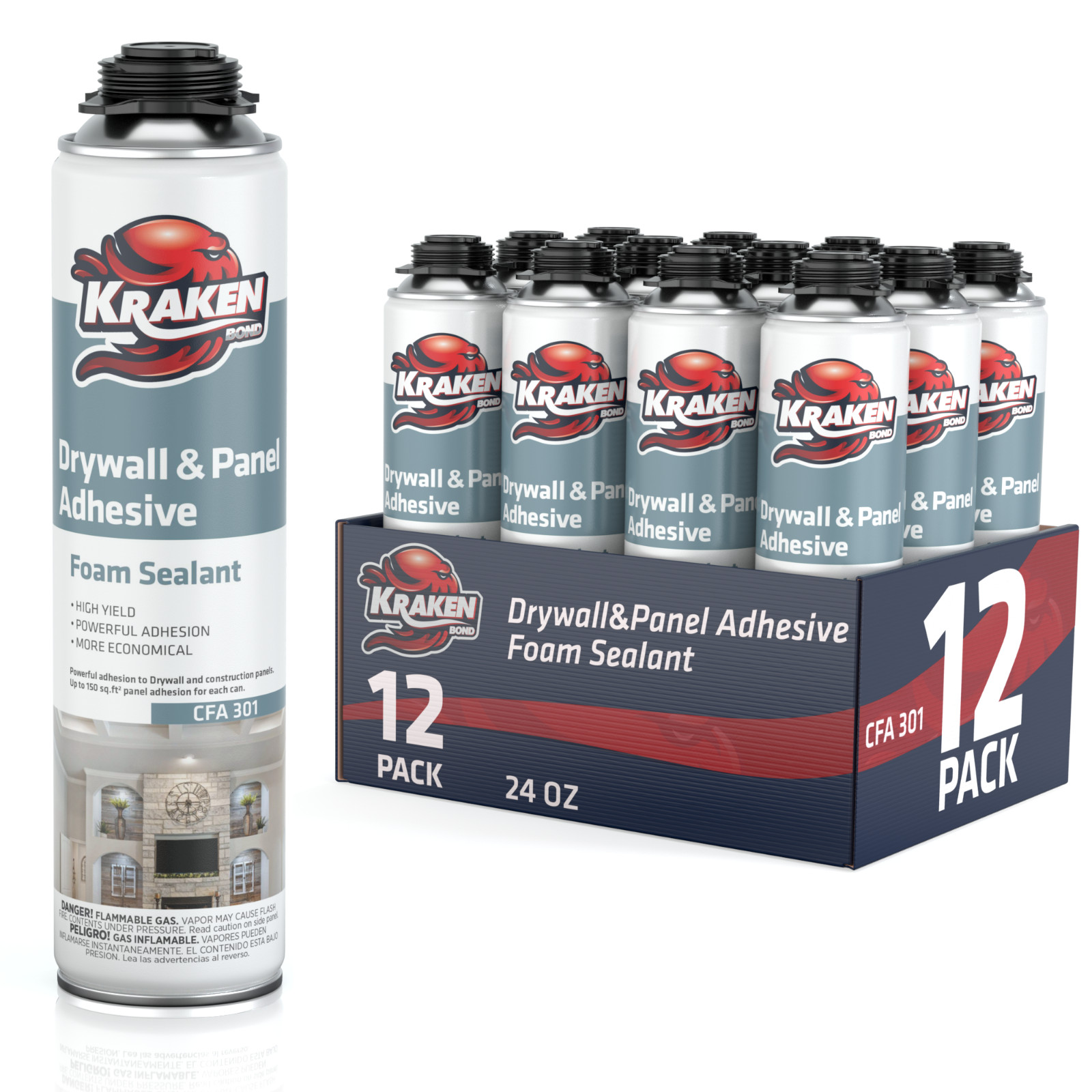 Kraken Bond Drywall Panel Adhesive Foam 24oz 12 Pack – Gun Not Incl. Kraken Bond Drywall Panel Adhesive Foam 24oz 12 Pack – Gun Not Incl.