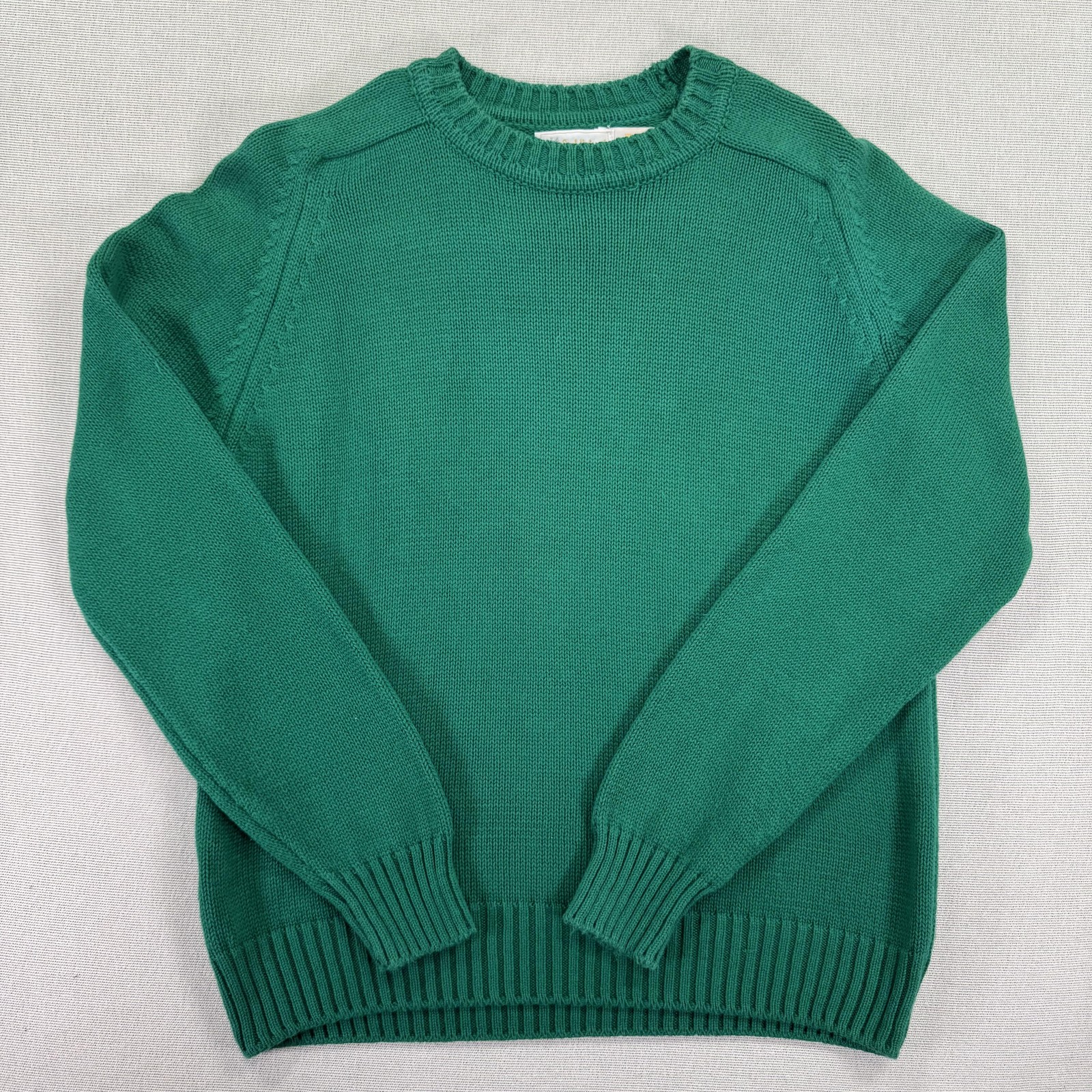 Vintage 80s Saddlebred Sweater Mens M Green Crewneck Knit Pullover Made USA