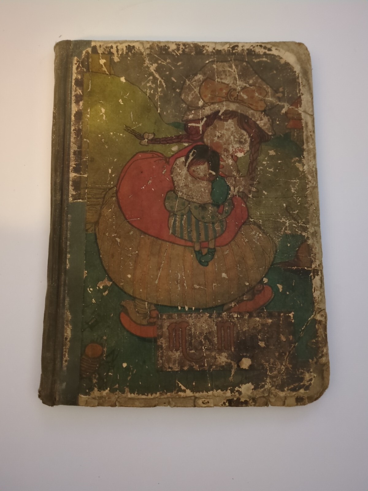 RARE Miss Muffet Mother Goose Nursery Rhyme Book - Linen Pages - Early 1900s?