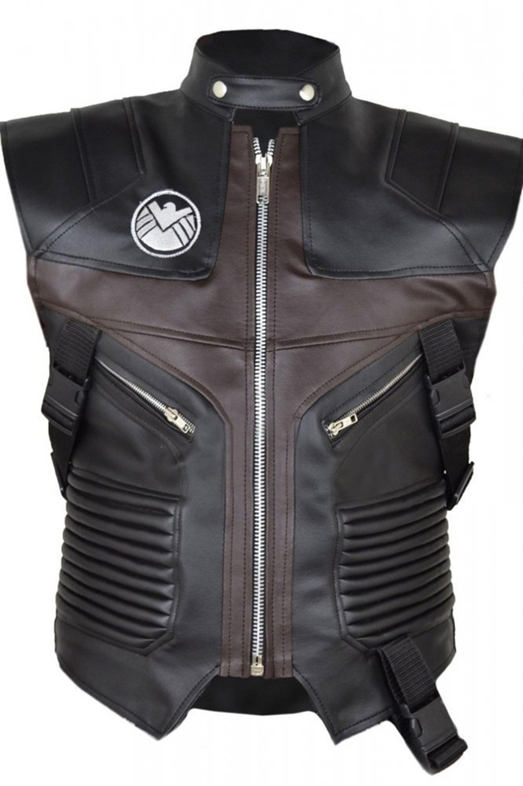 Men\'s Jeremy Renner Hawkeye Military Style Biker Genuine Leather Vest Men\'s Jeremy Renner Hawkeye Military Style Biker Genuine Leather Vest