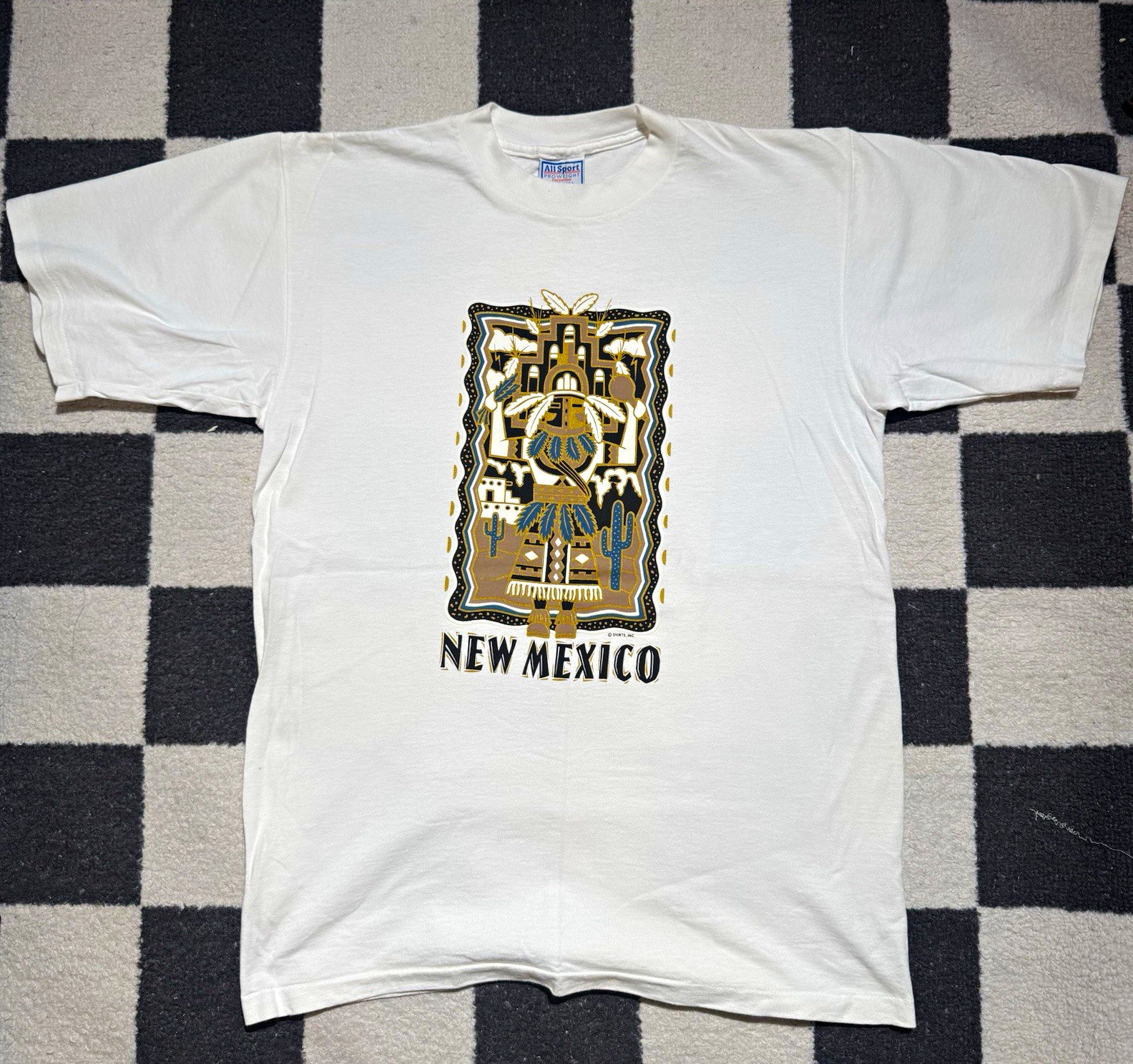 All Sport ProWeight White New Mexico Single Stitch Graphic Cotton Crew Shirt L All Sport ProWeight White New Mexico Single Stitch Graphic Cotton Crew Shirt L