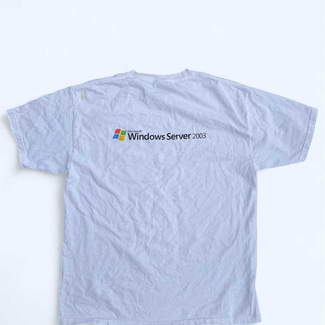 Vintage Microsoft Windows Server 2003 T-Shirt White Y2K Tech Promo Large