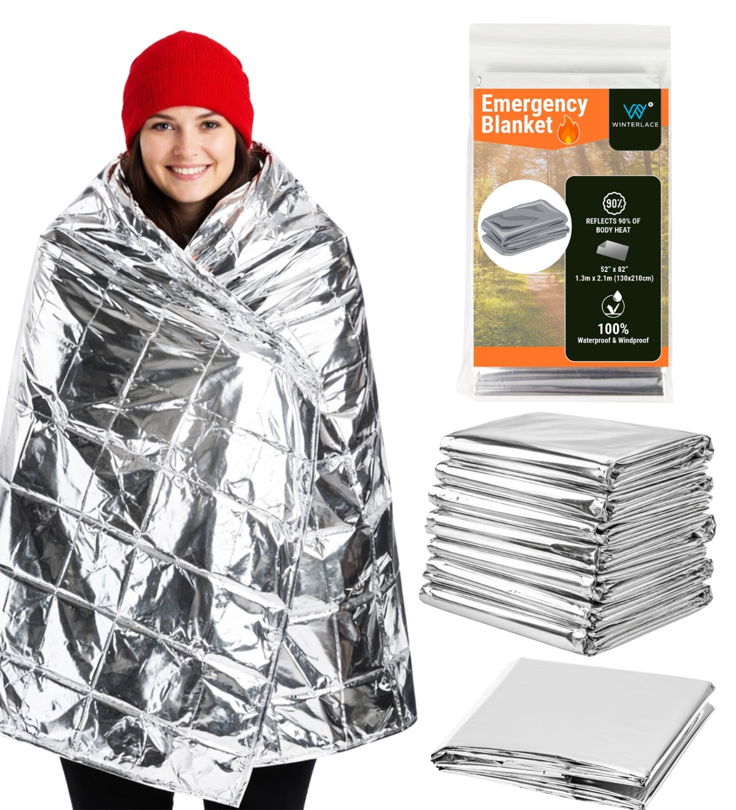 Emergency Blankets (52” x 82”) Thermal Mylar Survival Rescue Bulk Wholesale Emergency Blankets (52” x 82”) Thermal Mylar Survival Rescue Bulk Wholesale