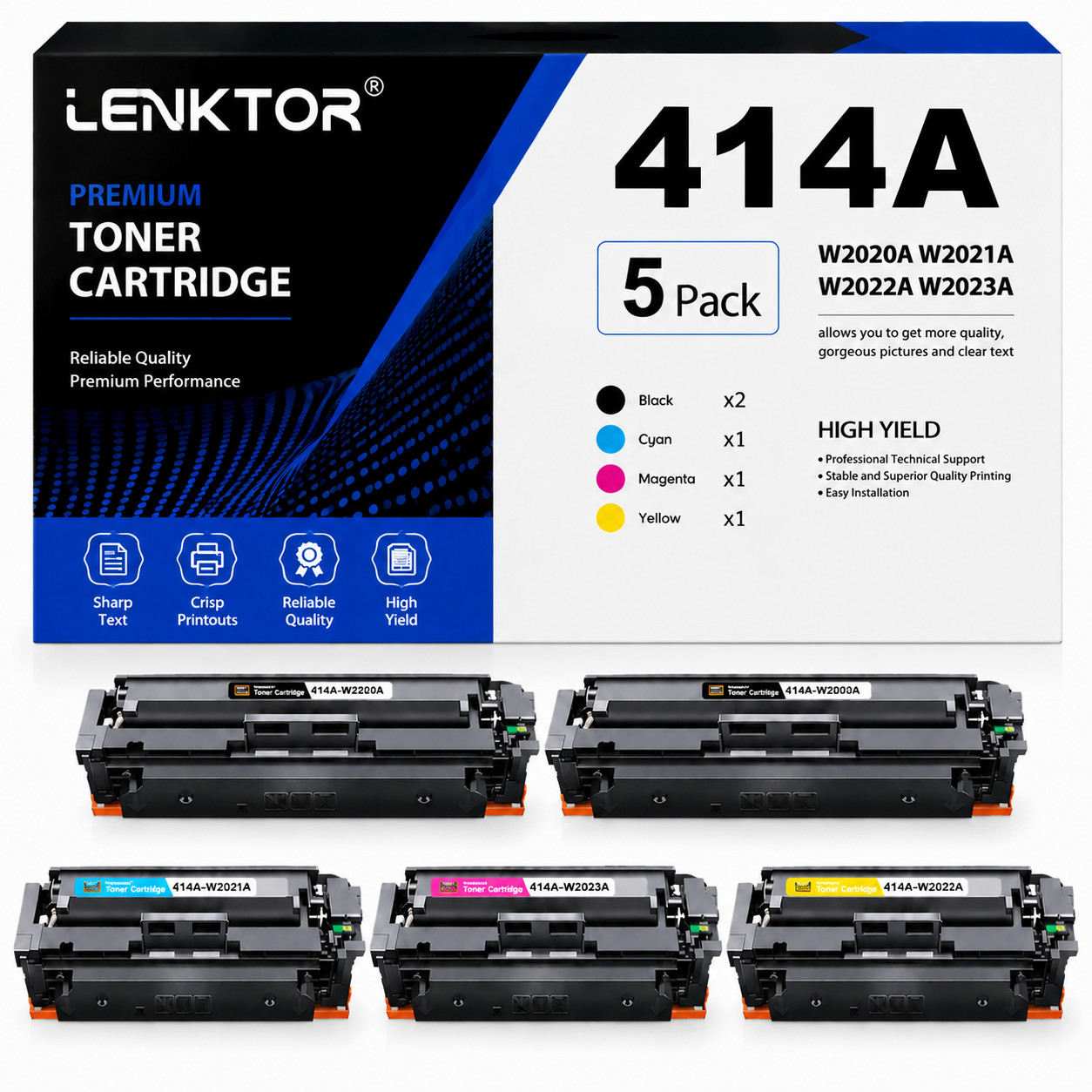 414A W2020A 5PK 2BK 1CMY Toner for M454dw M479fdw M455dn M480f LaserJet Pro