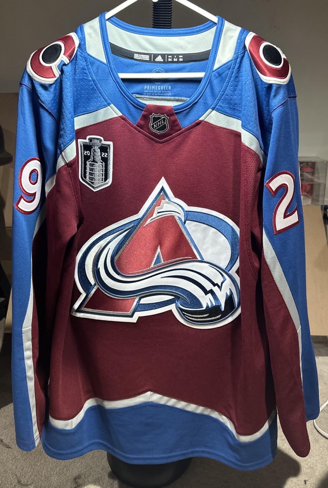 Adidas Primegreen Colorado Avalanche #29 MacKinnon Home Jersey 22 Cup Patch 54