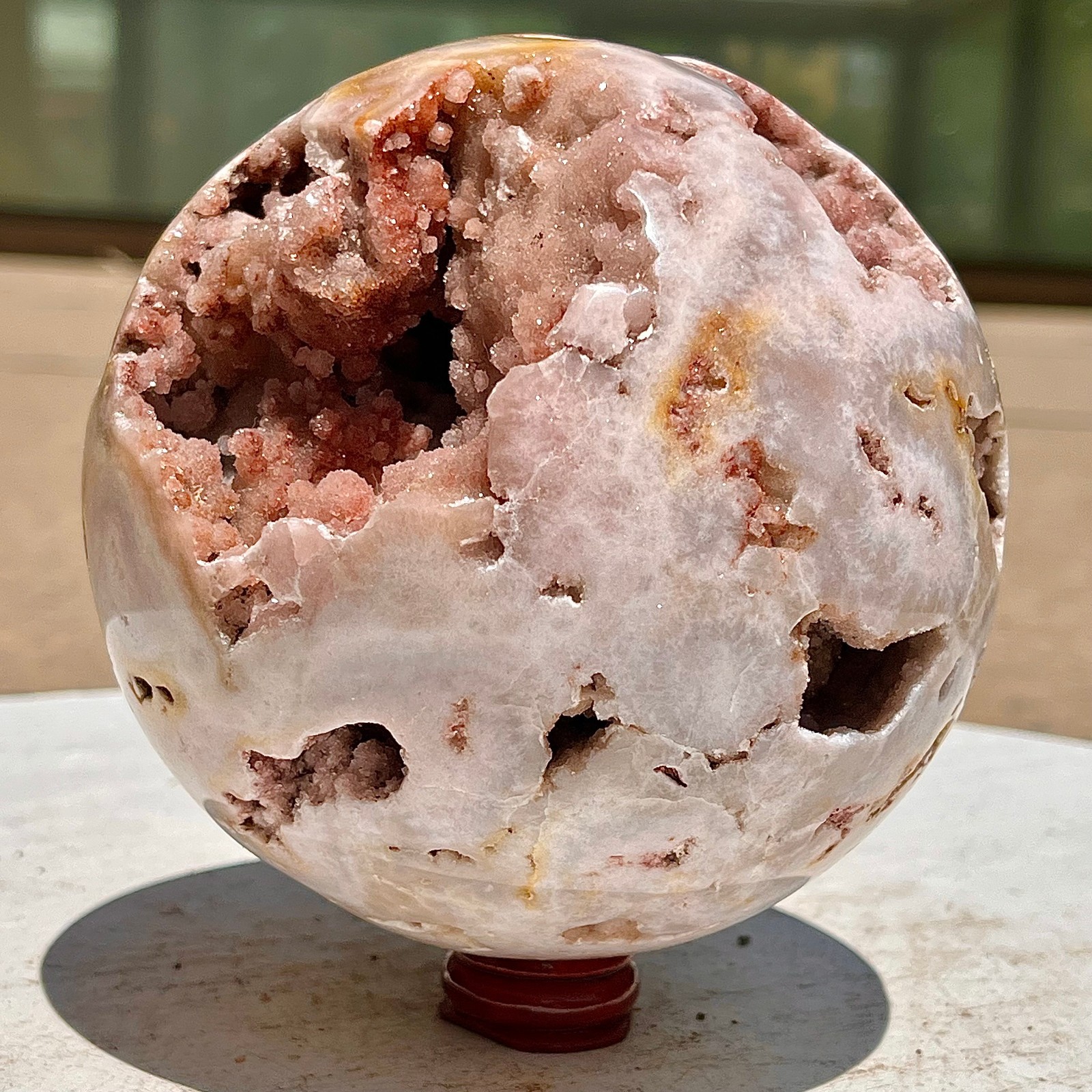 3.43LB  Natural Pink Purple Quartz Open Crystal Ball - Polished Crystal