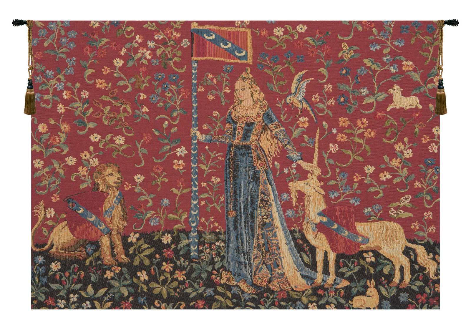 The Touch Le Toucher Small European Jacquard Tapestry Wall Hanging Medieval Art