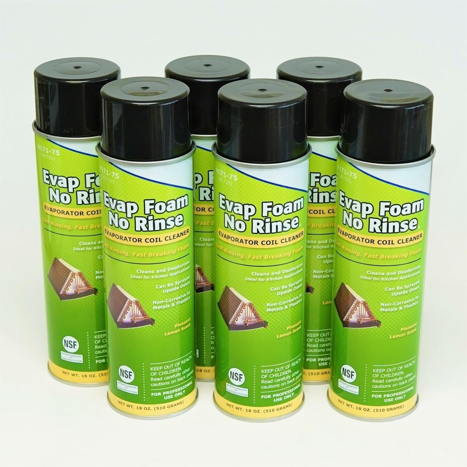 12 Pack Nu-Calgon 4171-75 Evap Foam No Rinse Coil Cleaner Aerosol 18 oz HVAC